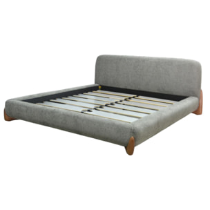 Lit Capucine avec tête de lit en tissu feutrine gris