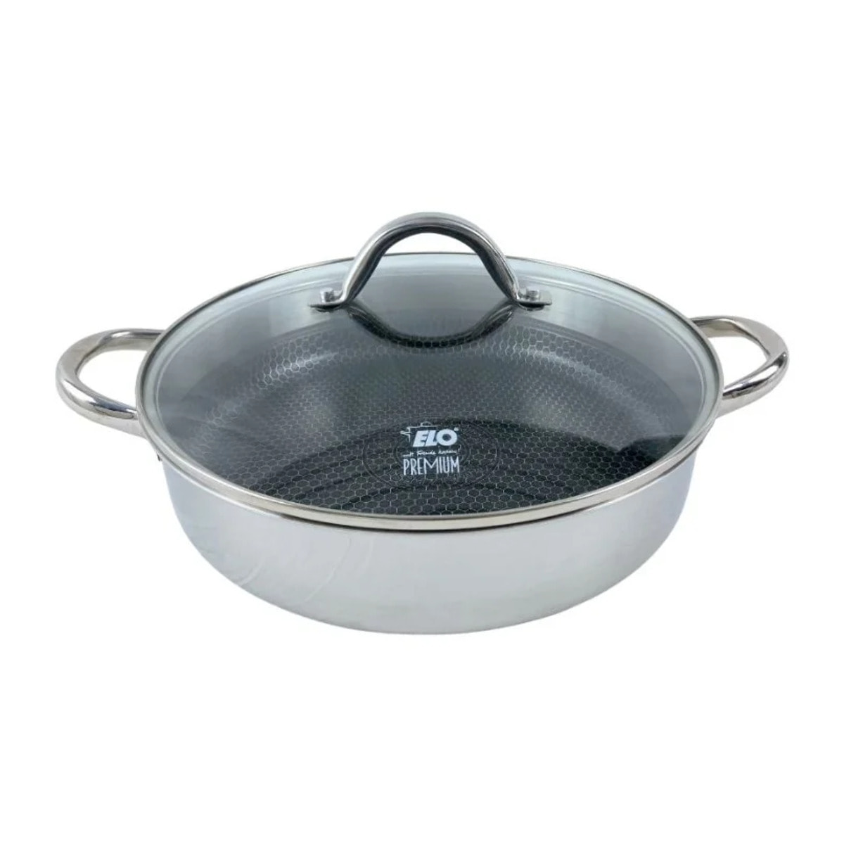 Sautoir 28 cm en inox 18/10 avec couvercle Elo Relief Evolution