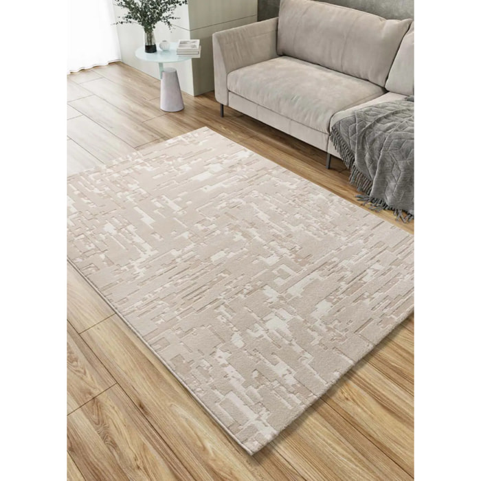 BARESA Alfombra abstracta con relieve en tonos beige, varias medidas disponibles