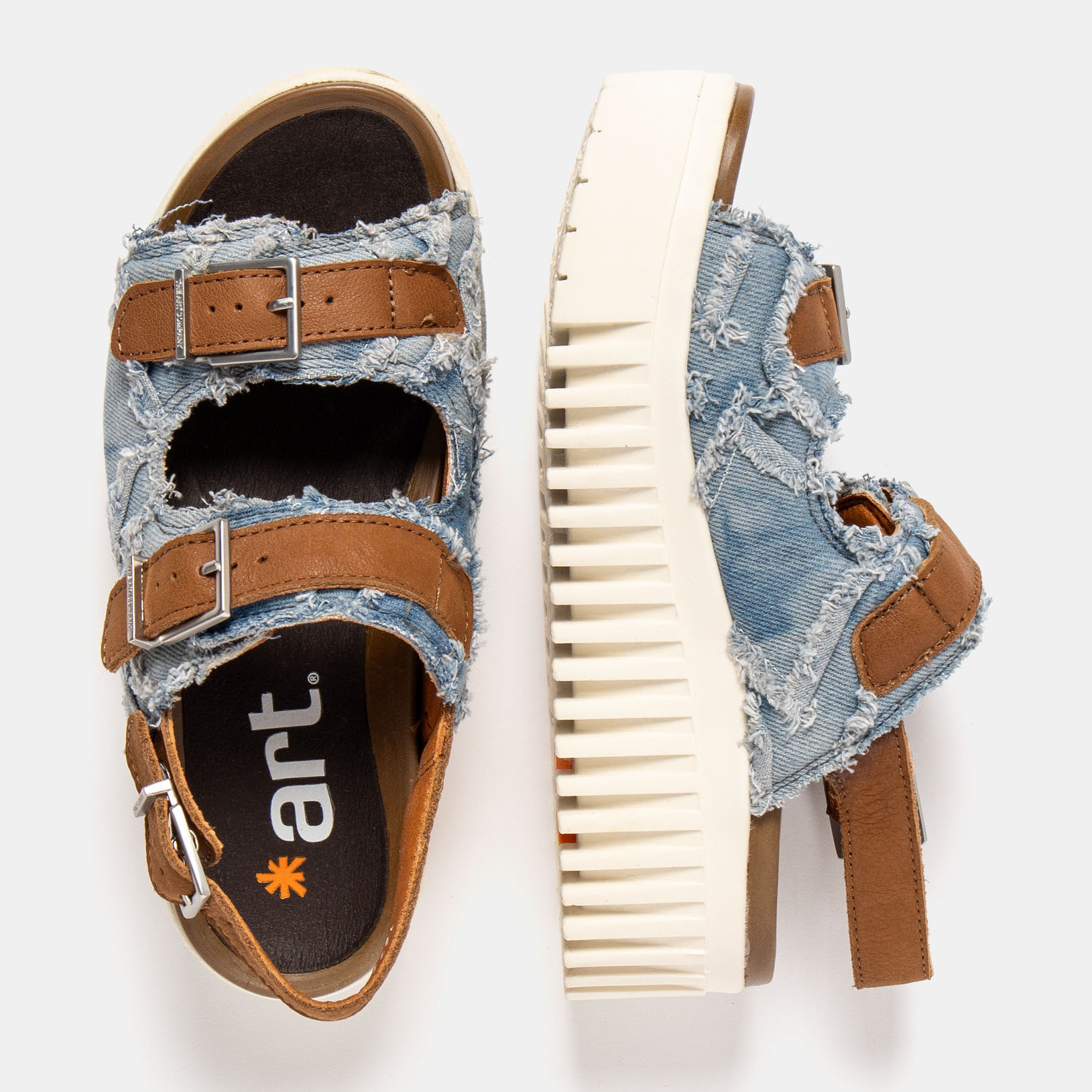 Sandalia de cuña 1677S JEANS DENIM-CUERO/BRIGHTON color Denim-cuero