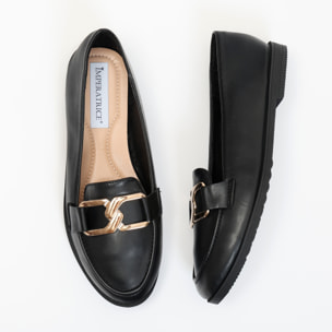 Mocassini in simil pelle con applicazione color oro