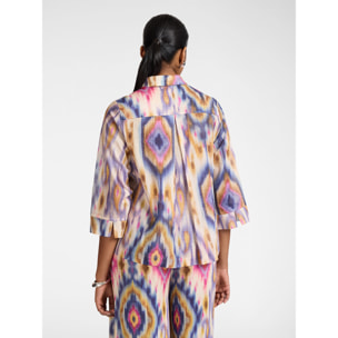 Elena Mirò - Camicia in mussola di cotone stampata - Viola