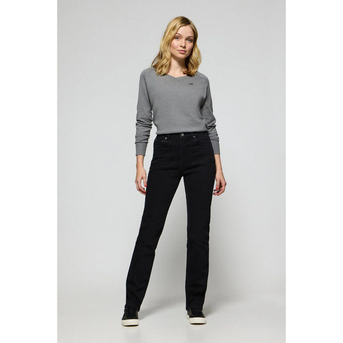 Pantalón denim negro Tanya con detalles Polo Club