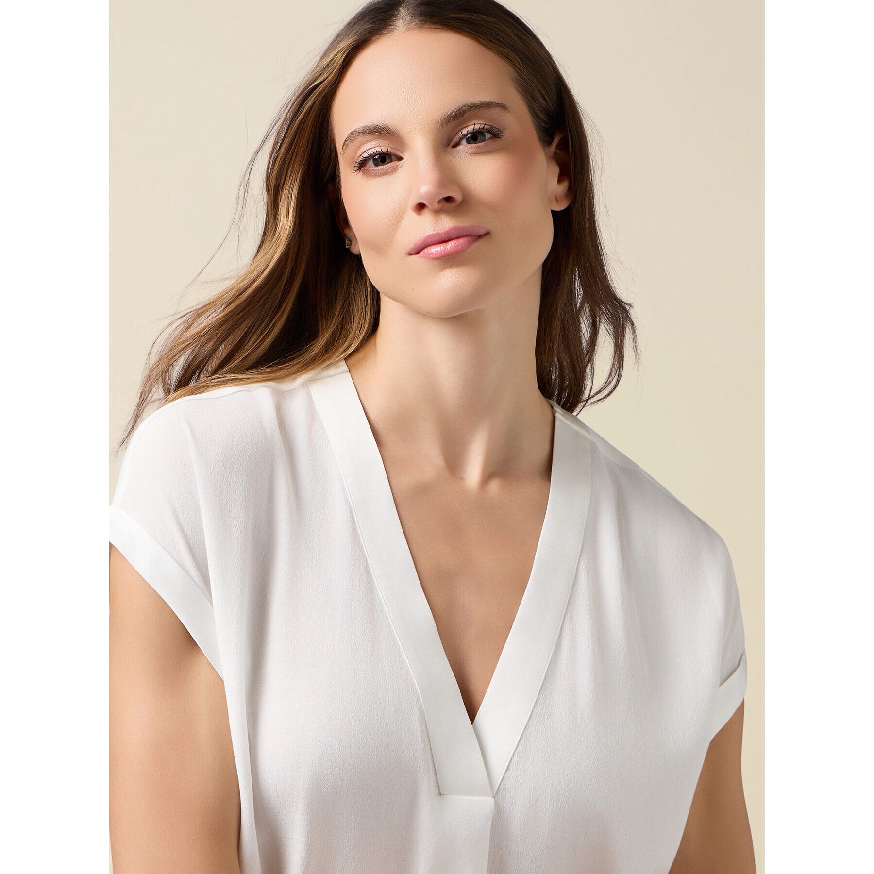 Oltre - Blusa bimaterica con maniche a kimono - Bianco