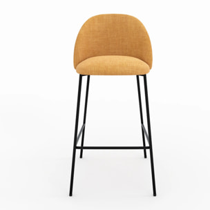 Lot de 2 chaises pour ilot central 66,5 cm en tissu jaune moutarde - Karl