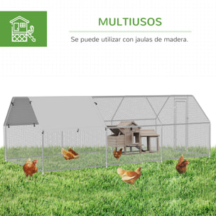 Gallinero de Metal Alambre Tela Oxford 2,8x5,7x1,95m Plata