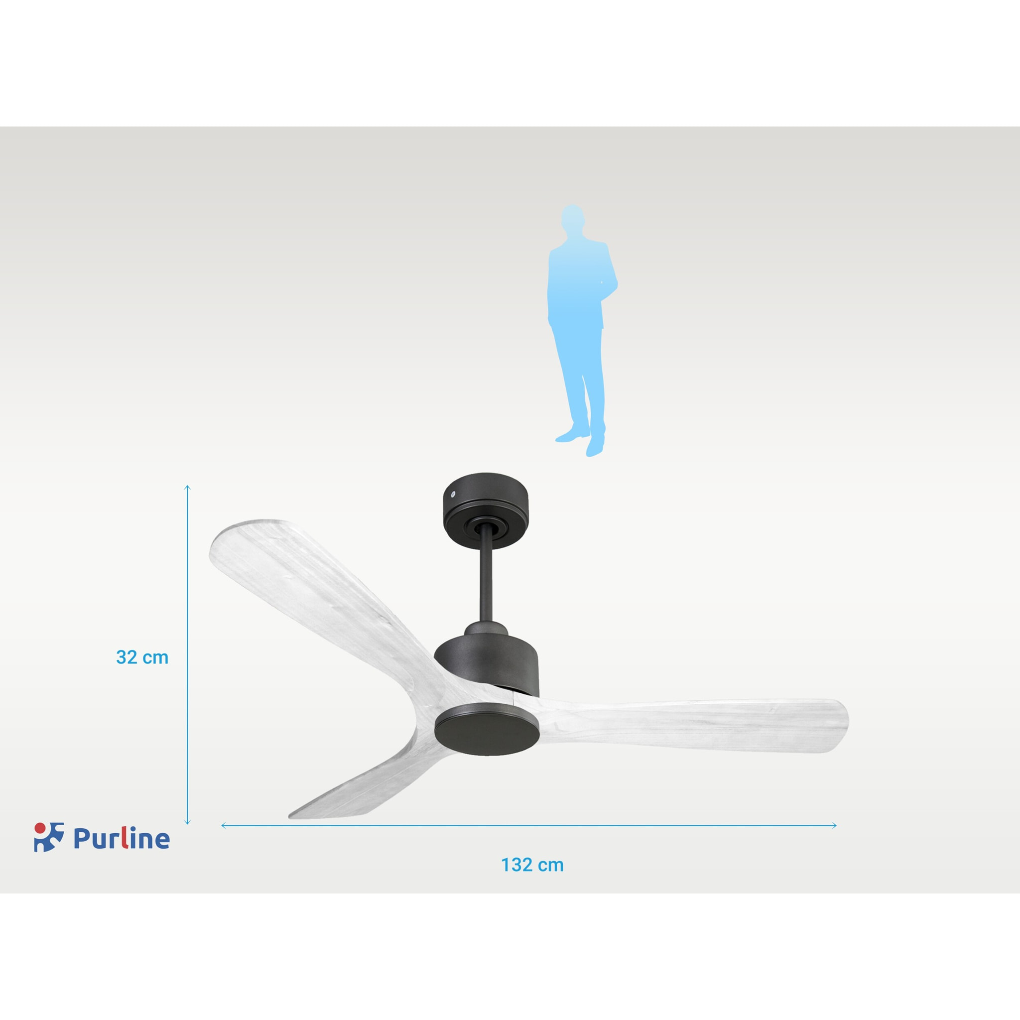 Ventilador de techo Reversible Termostato Wifi Motor DC Techos Inclinados Mando a Distancia Hypersilence Memoria NusaD132C0365206 PURLINE