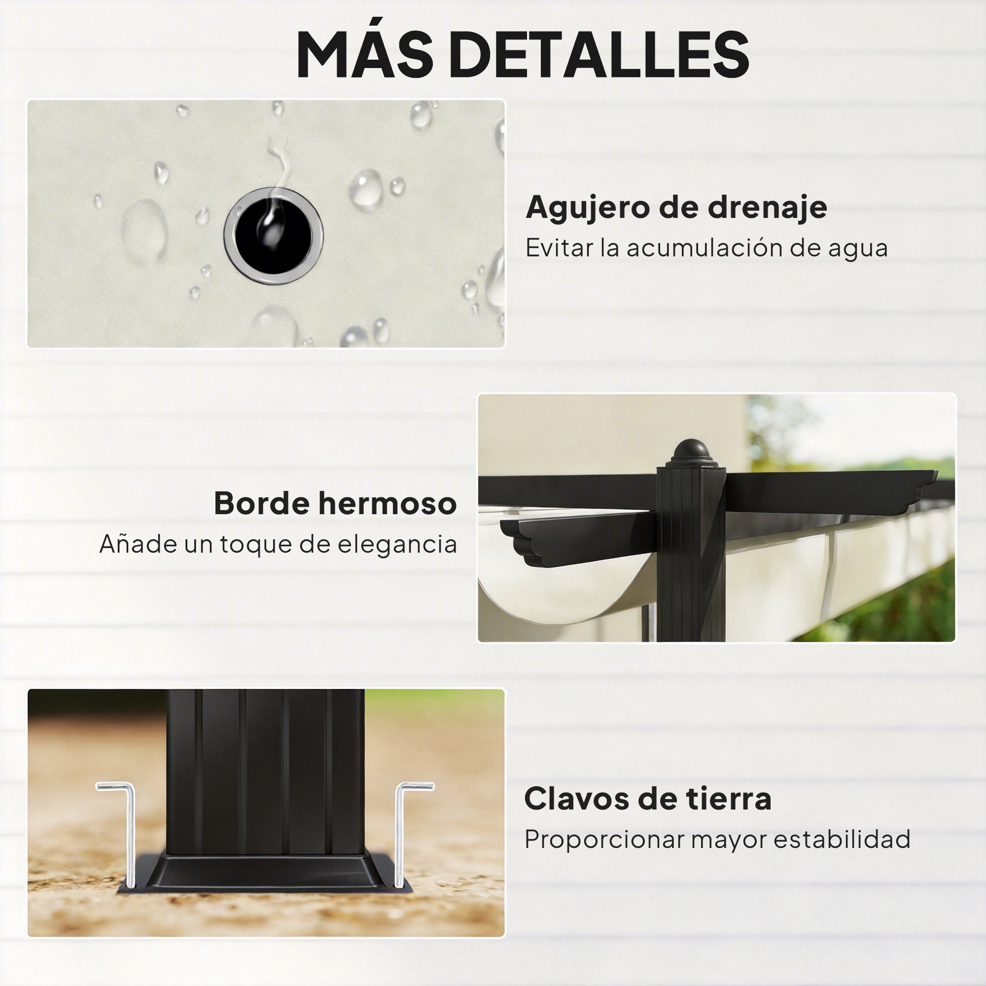 Pérgola de Jardín 4x3 m con Techo Retráctil, Cenador de Jardín con Estructura de Aluminio, UPF30+, Orificios de Drenaje, Pabellón para Exterior, Patio, Terraza, Crema