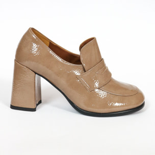 MOCASSINO TACCO ROTONDO CHOCOLA' TAUPE