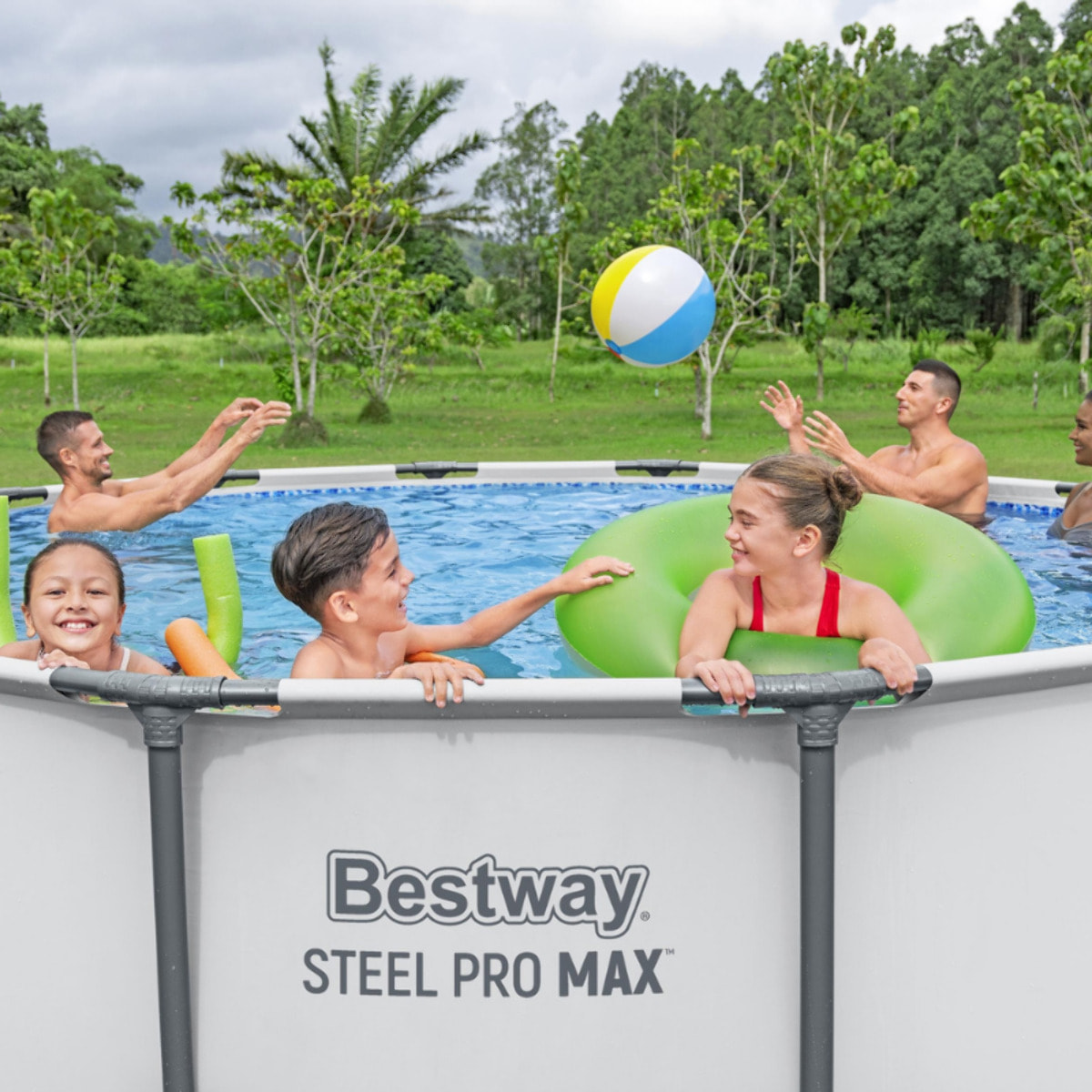 Bestway Piscine hors sol tubulaire ronde Bestway Steel Pro Max 427 x 122 cm gris clair