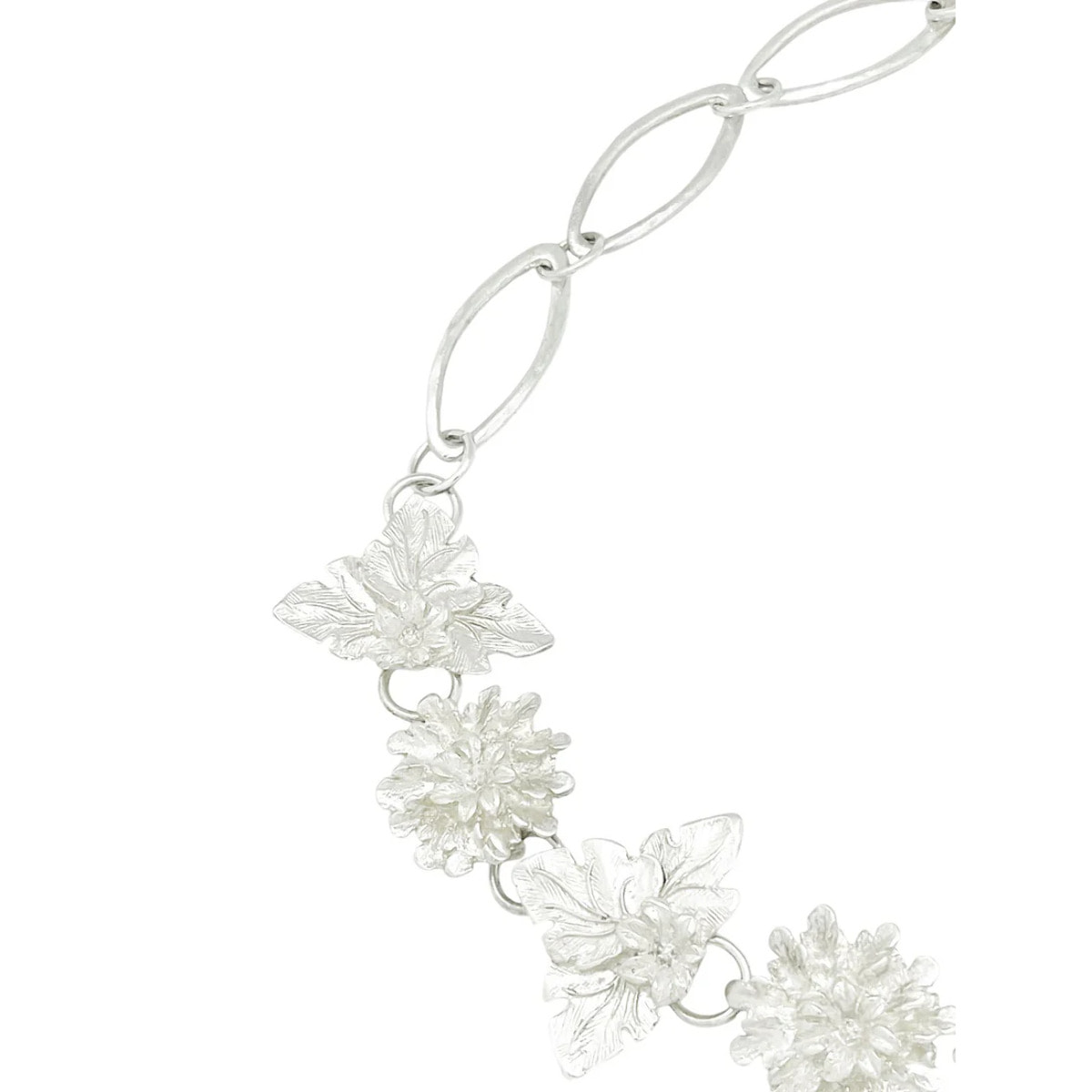 Cinturón Rosetones Flor 3D en cadena plata chapado