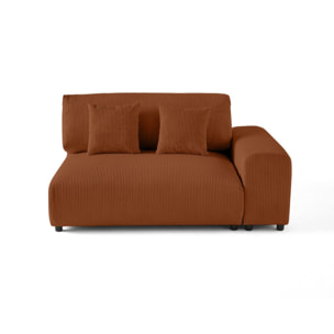 Garance - module d'assise 2 places avec accoudoir droit - en velours côtelé - Terracotta