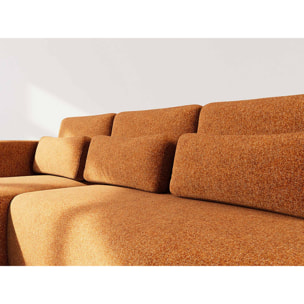 Mahina - canapé d'angle gauche 4 places convertible avec coffre en tissu texturé - Terracotta