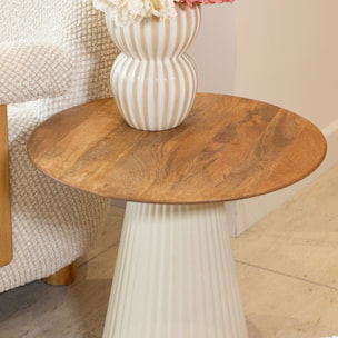 Table d'appoint en bois de manguier et pieds en métal écru FJORD