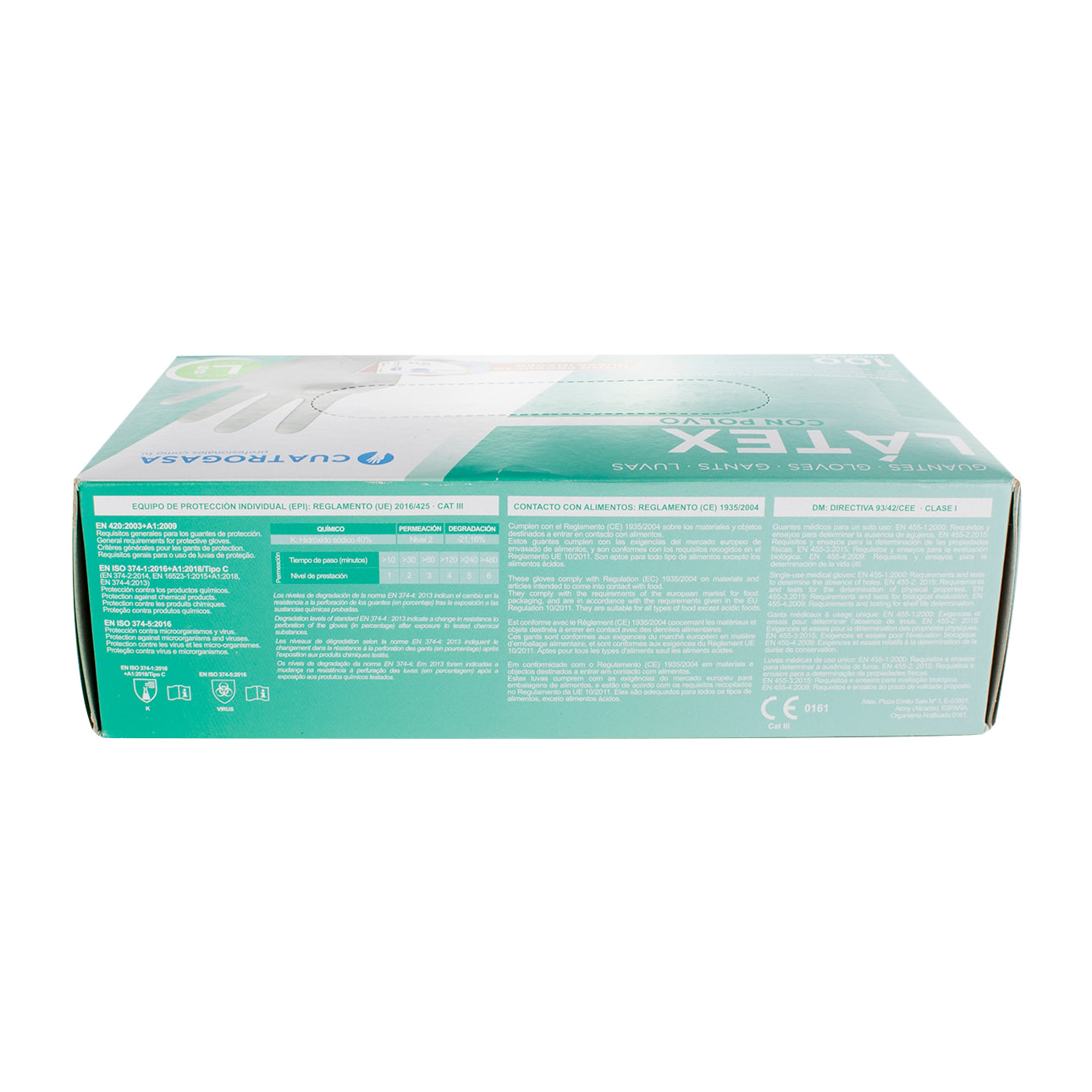 guante de latex ambidiestro con polvo caja de 100 unidades