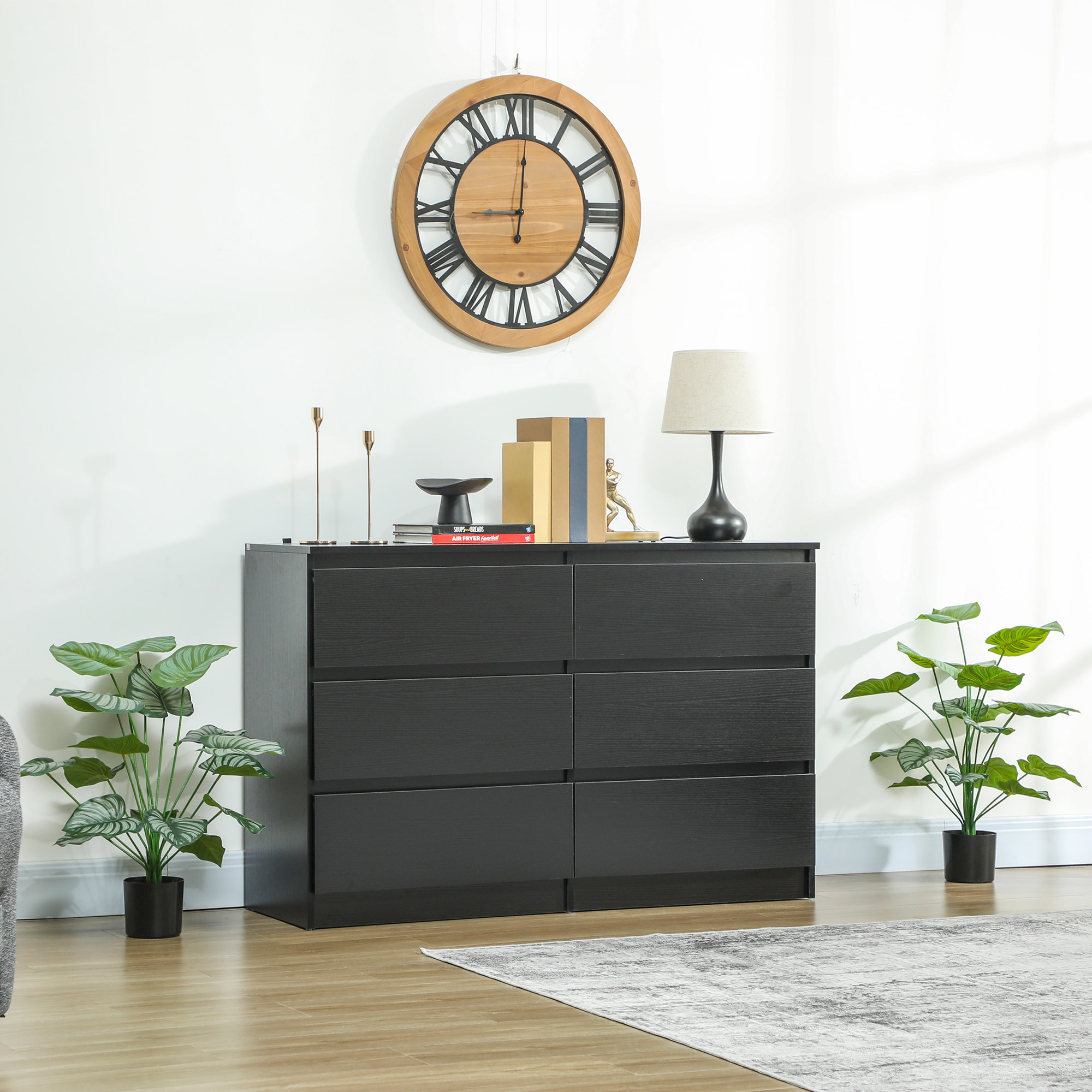 Conjunto de 2 Plantas Artificiales Decorativas 65 cm Plantas Artificiales con Maceta y Hojas para Interior Hogar Salón Oficina Verde