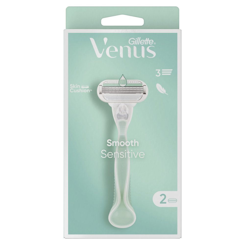 Rasoir Venus Smooth Sensitive 3 Lames - 2 Recharges De Lames Incluses