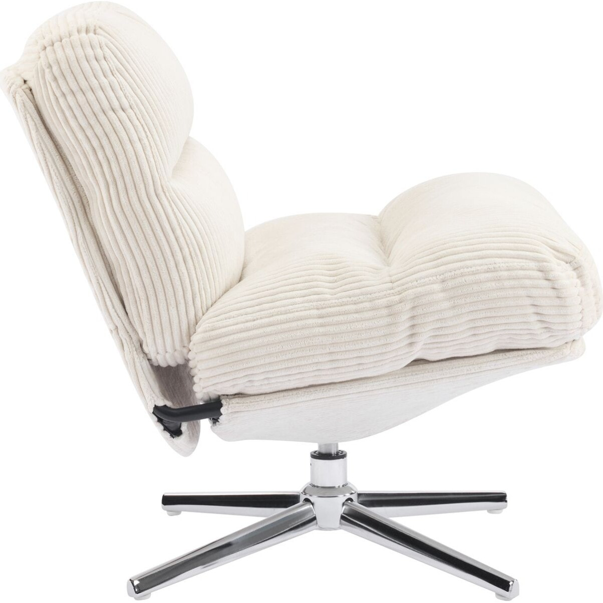 Fauteuil pivotant en velours cotelé et piètement chromé - JULIA