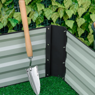 Jardinera Elevada de Acero Galvanizado Huerto Urbano para Cultivar Plantas Flores Hierba Macetero Grande Exterior Rectangular con Fondo Abierto 241x90,5x30 cm Gris