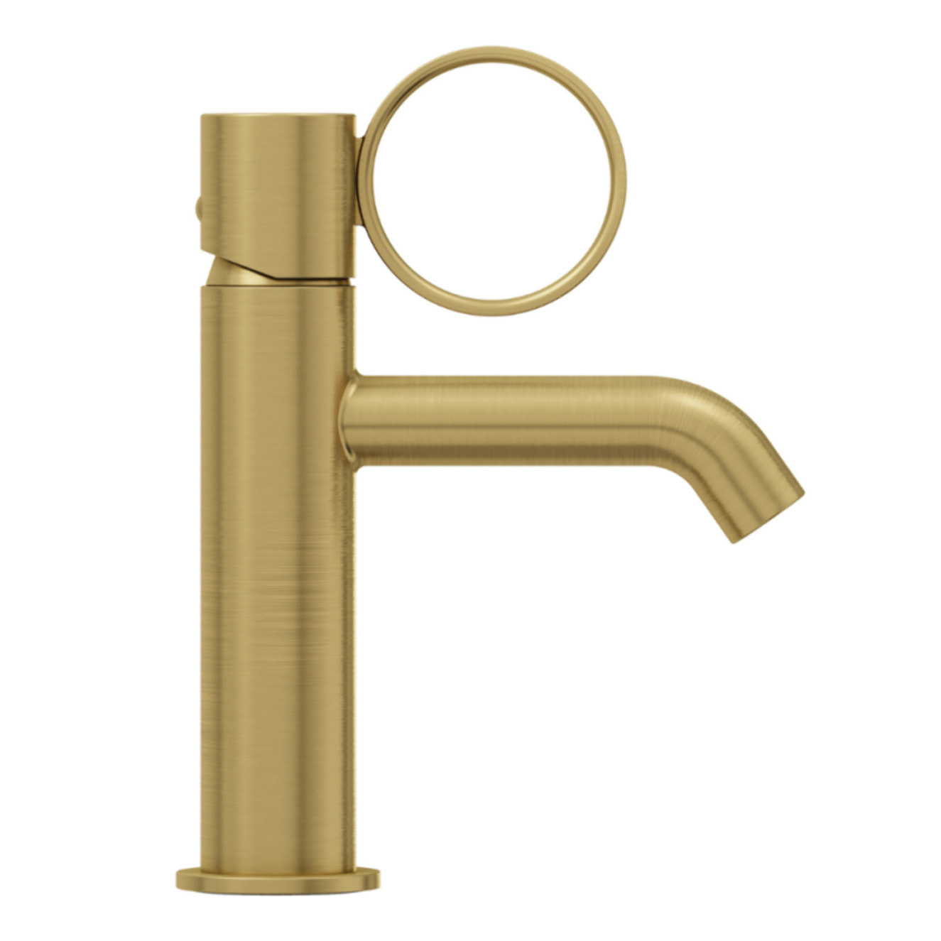 Mitigeur lavabo bas Vivienne laiton brossé avec bague laiton brossée