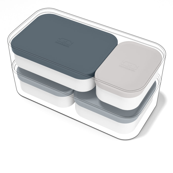 Boîtes compartiments pour lunch box monbento Extra Blanc et Gris