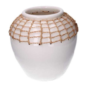 Vaso in ceramica rete bianco cm ø25,5h25,5