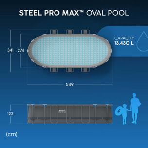Bestway Piscine hors sol tubulaire ovale Bestway Steel Pro Max 549 x 274 x 122 cm gris