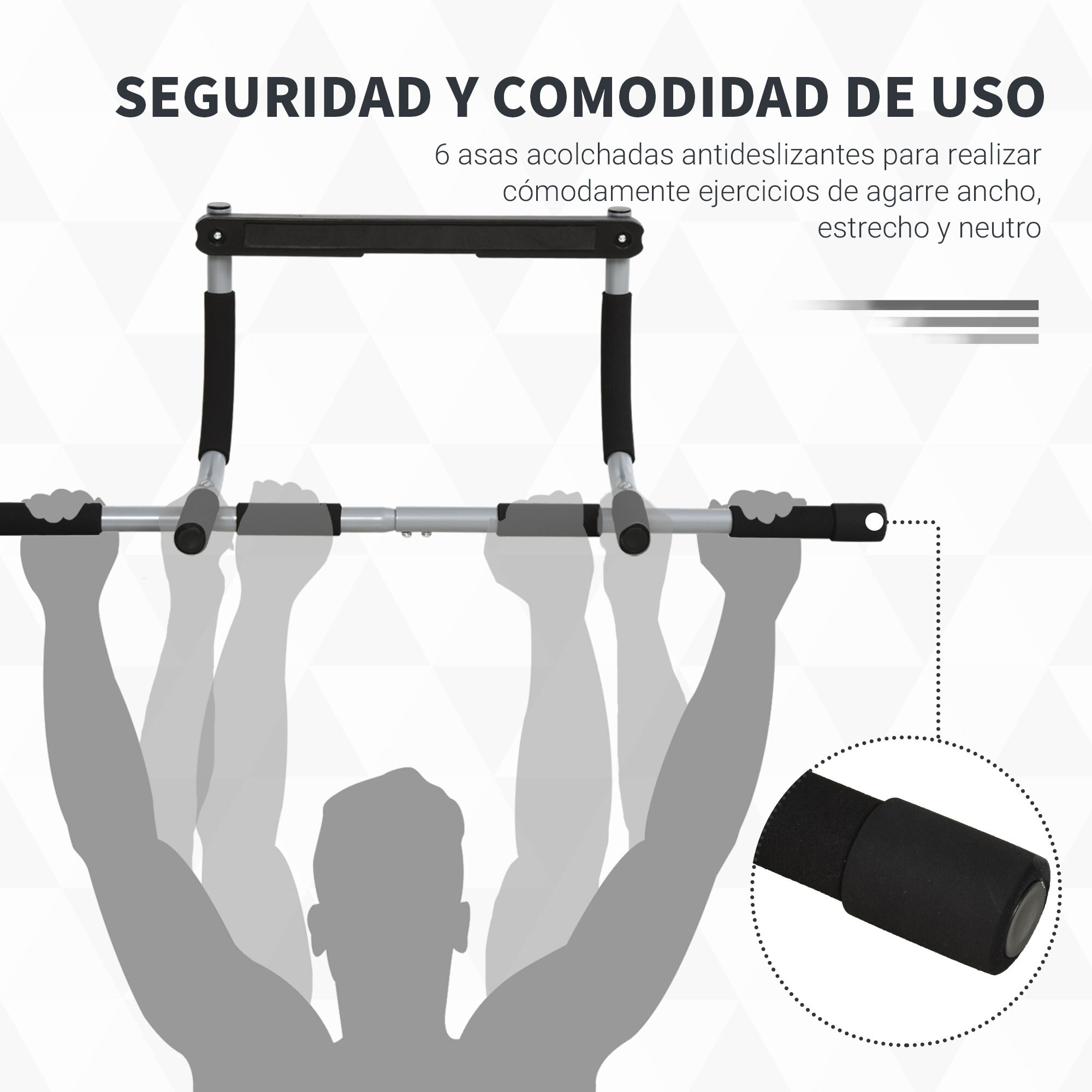 Barra de Dominadas en Techo Barra para hacer Dominadas Barra de Tracción para Ejercicio Entrenamiento en Casa Hogar Carga 110 kg 92x40x17 cm Negro