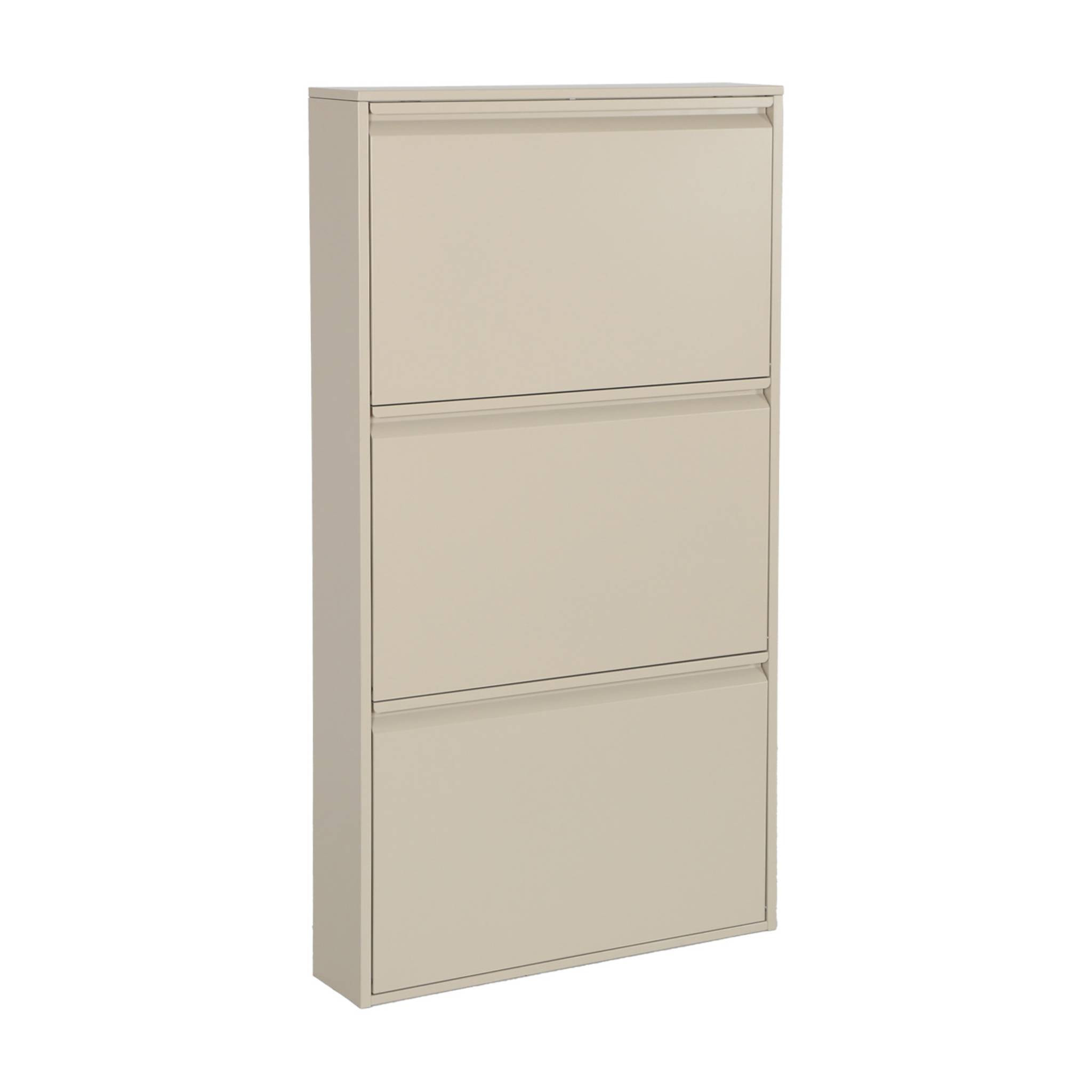 Meuble à chaussures industriel métal crème 3 tiroirs. 15 paires. L 65.5 x P 15.2 x H 123cm - Kentucky