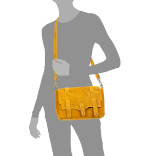 Aviatico bolso satchel mujer. Piel auténtica Gamuza.