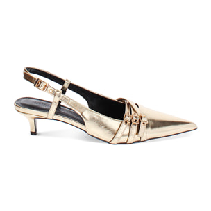 Décolleté slingback oro, tacco 4,5 cm