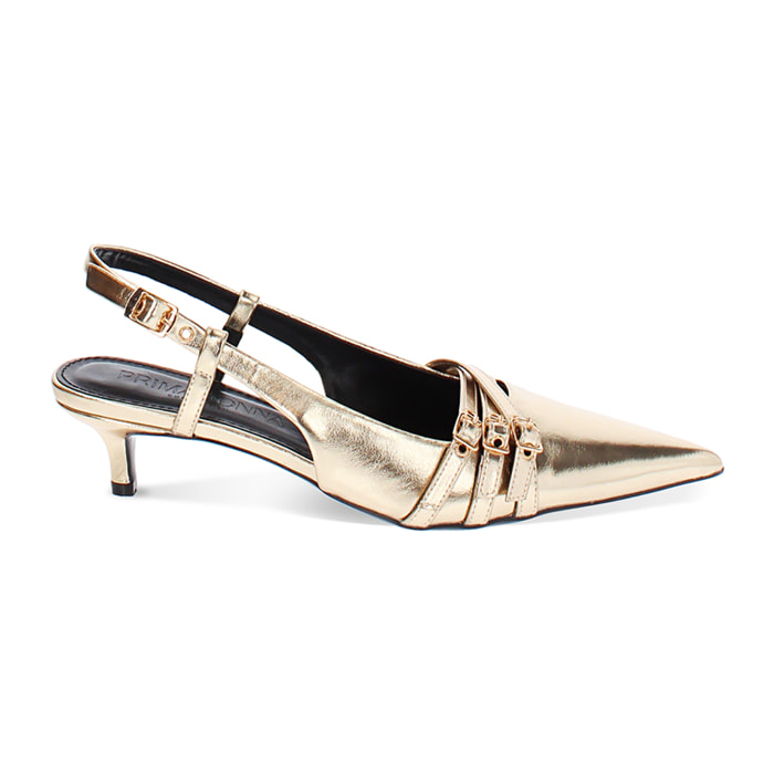 Décolleté slingback oro, tacco 4,5 cm
