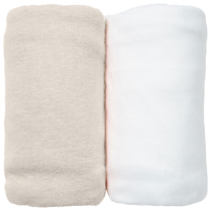 Lot de 2 Draps Housse 60x120 cm jersey Coton bio-Ecru