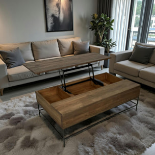 Table basse relevable chêne massif HUDSON