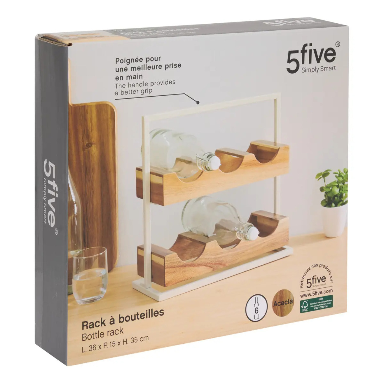 Rangement bouteilles Acacia 6 bouteilles