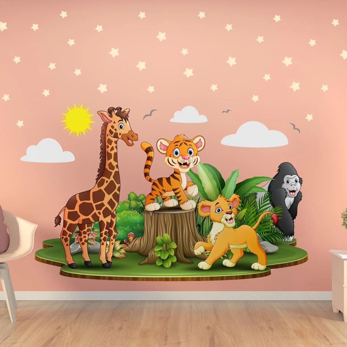 Sticker mural - Ambiance Sticker - ANIMAUX BÉBÉS D'AFRIQUE - 110x165cm