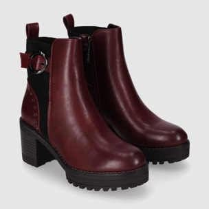 Botines - Vino - Tacón: 6 cm