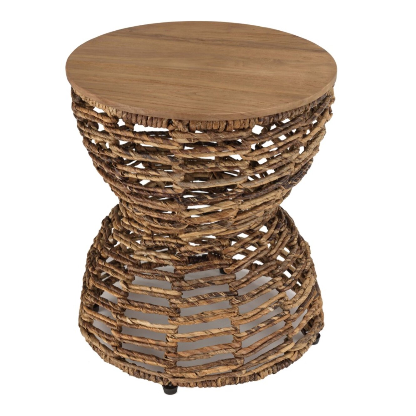 SIXTINE - Tabouret ajouré assise en bois de teck recyclé