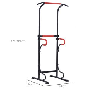 Station de musculation multifonctions barre de traction chaise romaine hauteur réglable acier noir rouge