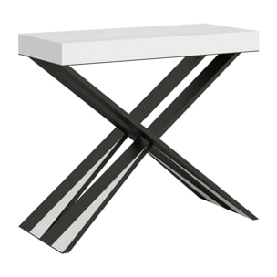 Console extensible 90x40/300 cm Diago Frêne Blanc cadre Anthracite