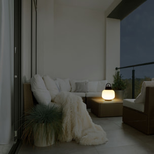 Forlight Lamtam - Lámpara de Sobremesa de Jardín E27 con Asa para Colgar IP44 para Exterior de Color Negro