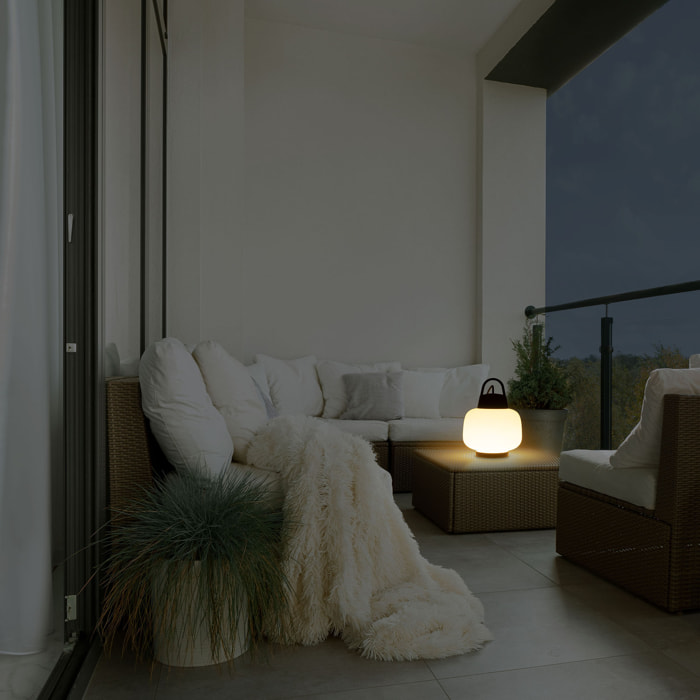 Forlight Lamtam - Lámpara de Sobremesa de Jardín E27 con Asa para Colgar IP44 para Exterior de Color Negro
