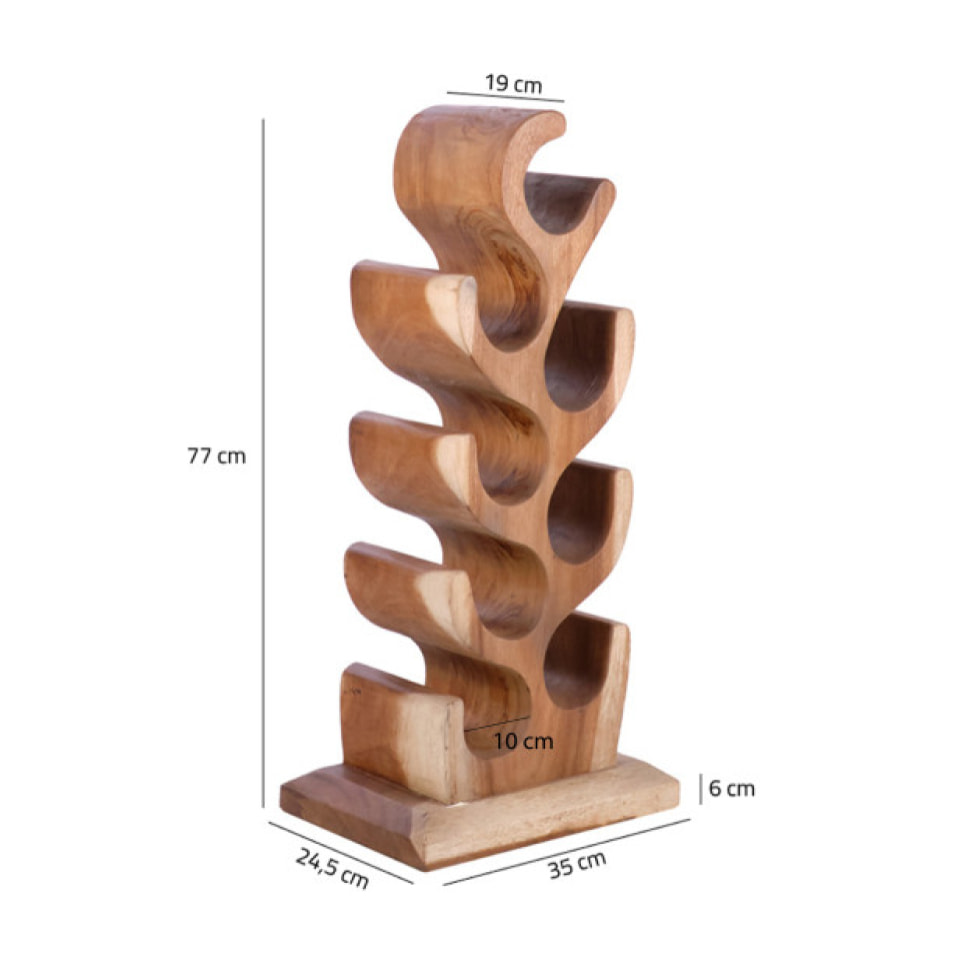 Porte bouteilles à vin en bois massif H.77cm - 8 bouteilles - SUAR