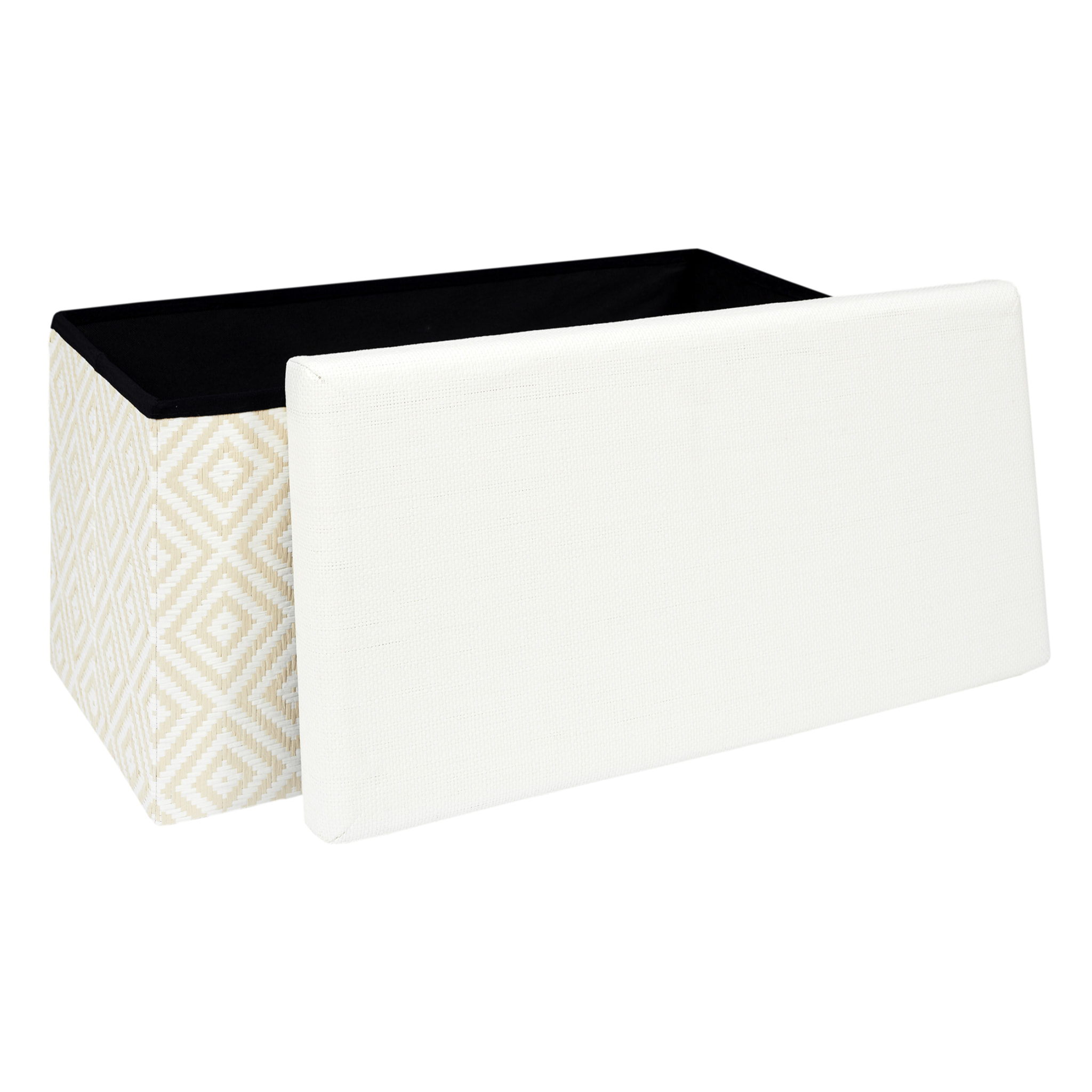Coffre Banc Pliable Tresse Blanc