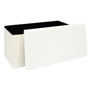 Coffre Banc Pliable Tresse Blanc