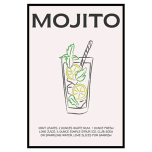 Affiche encadrée mojito illustration Affiche + cadre en métal - Noir