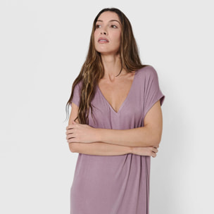 Vestido largo viscosa berenjena