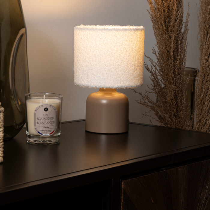 Lampe à poser Bona bouclette marron H22cm