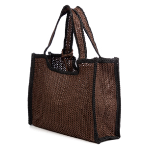 Bergamasco Bolso shopper Mujer. Fabricado en paja trenzada diseño "Love Me".