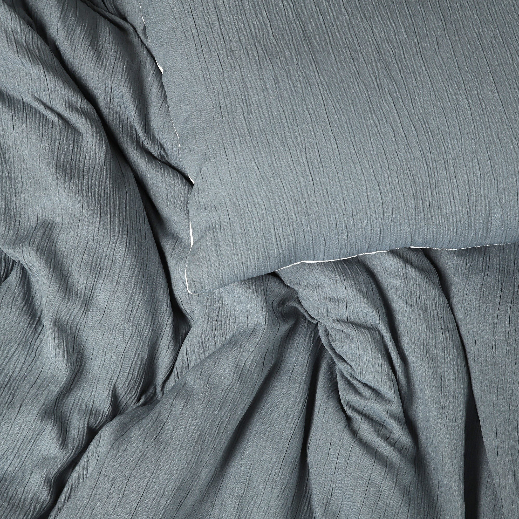 Parure housse de couette gaze de microfibre bleu petrole